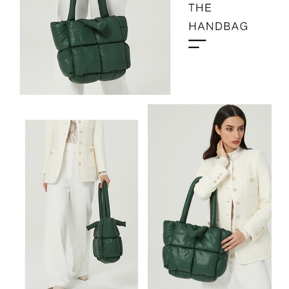 New Black and white color Down Puff Shoulder Bag Handbag Puffy Soft Carry Bag - Picture 7 of 11